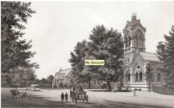 Spring Grove Cemetery entrance circa 1885; Postcard from Cincinnati Views website- Don Prout 
